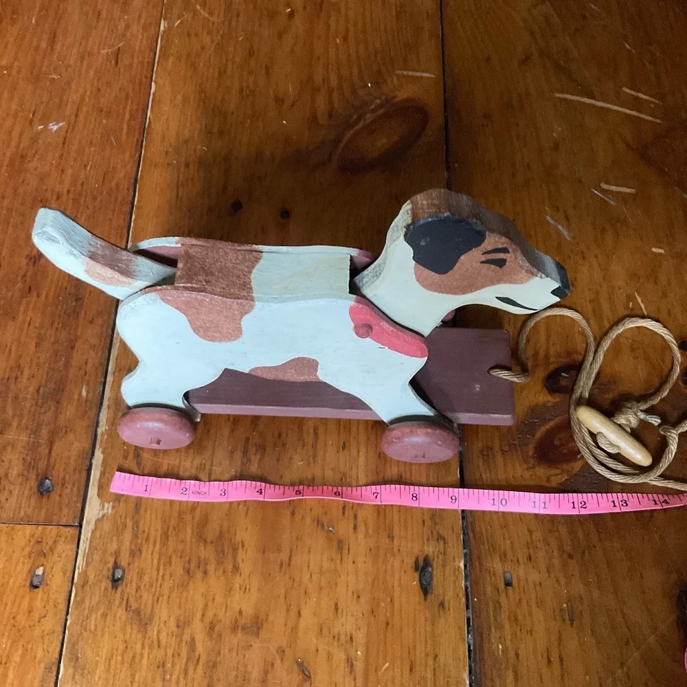 Handmade wooden pull toy of fox terrier by Heritage Toys - Picture 7 of 10